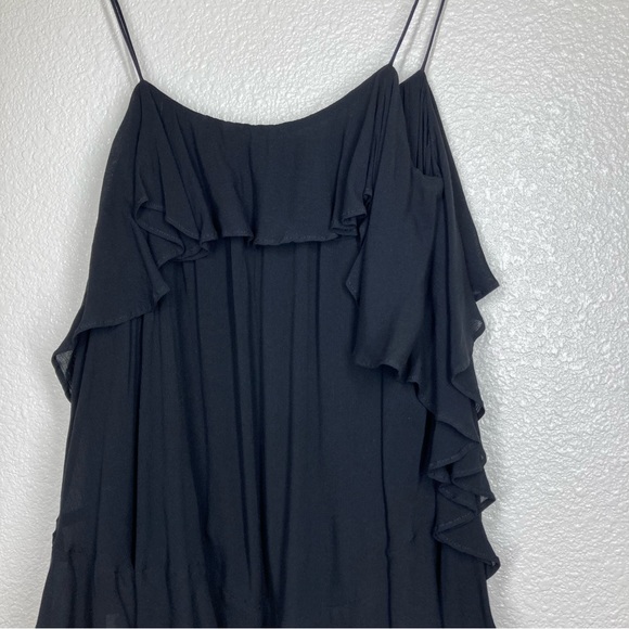 Free People Cascades Black Ruffle Tank Top XS Semi Sheer Flowy Top - Picture 8 of 14